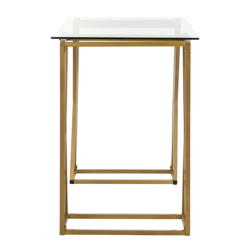 Safavieh Theresa Glass Top and Iron Desk in Clear / Gold