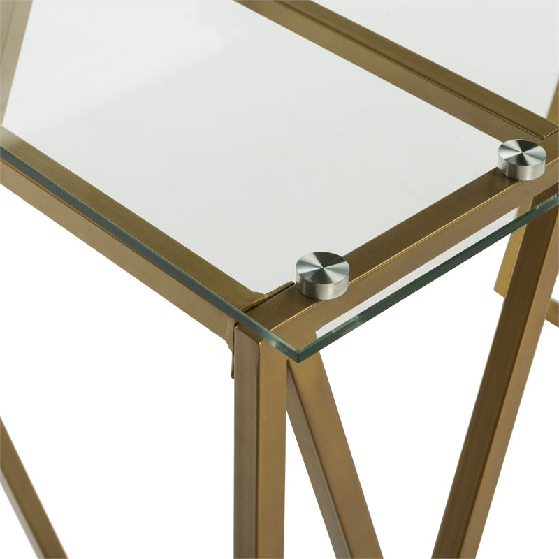 Safavieh Theresa Glass Top and Iron Desk in Clear / Gold