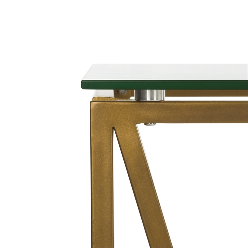 Safavieh Theresa Glass Top and Iron Desk in Clear / Gold