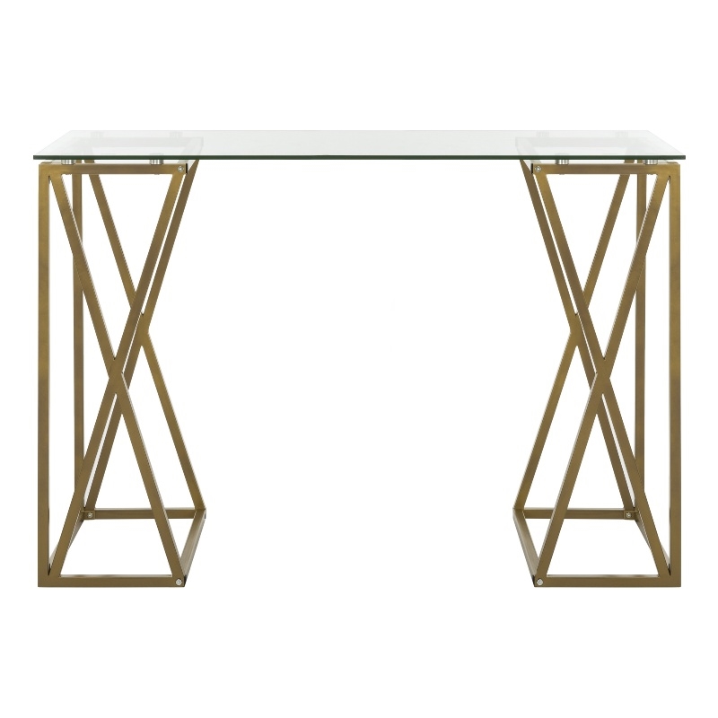 Safavieh Theresa Glass Top and Iron Desk in Clear / Gold
