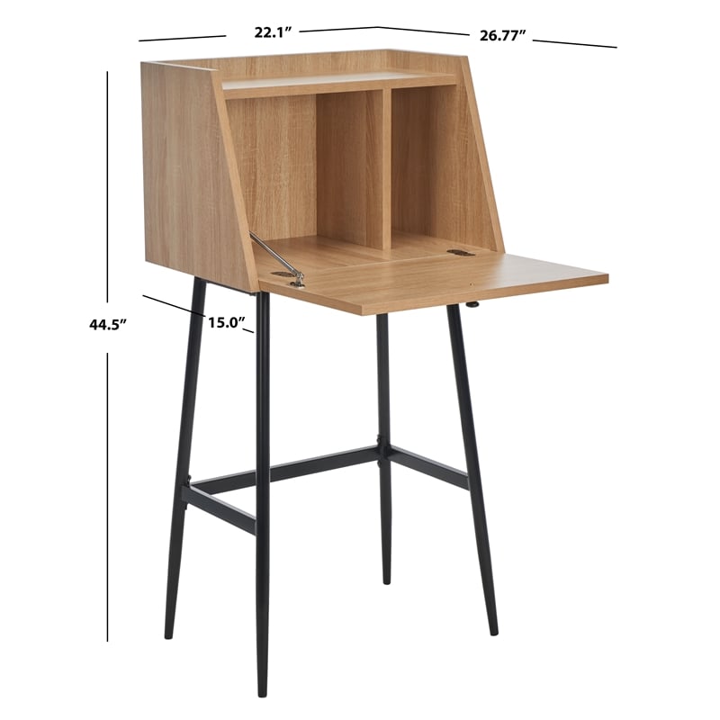 Safavieh Xander Modern Wood and Metal Secretary Desk in Natural / Black