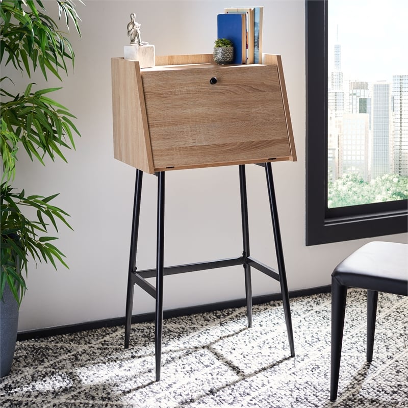 Safavieh Xander Modern Wood and Metal Secretary Desk in Natural / Black