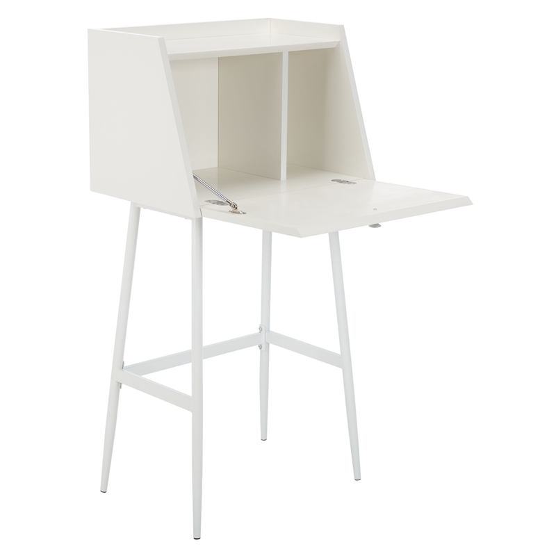 Safavieh Xander Modern Wood and Metal Secretary Desk in White / White