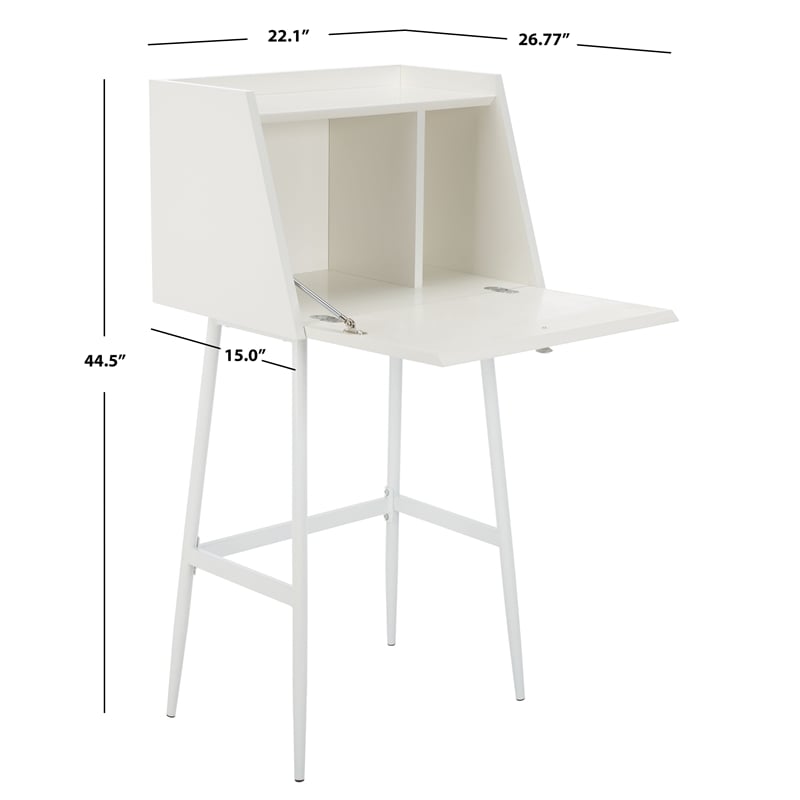 Safavieh Xander Modern Wood and Metal Secretary Desk in White / White