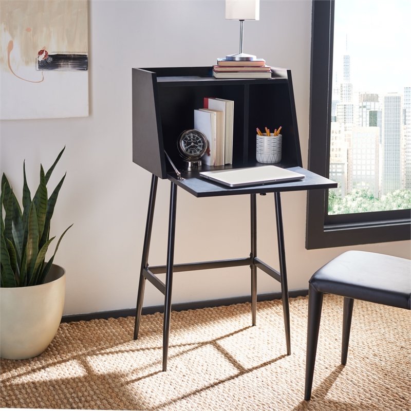 Safavieh Xander Modern Wood and Metal Secretary Desk in Black