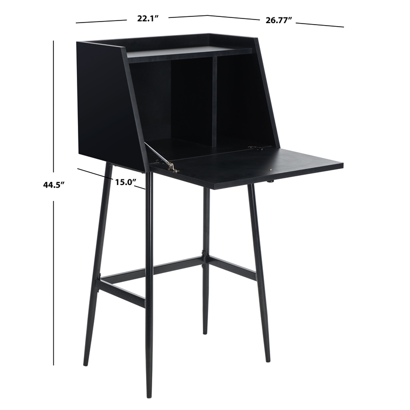 Safavieh Xander Modern Wood and Metal Secretary Desk in Black