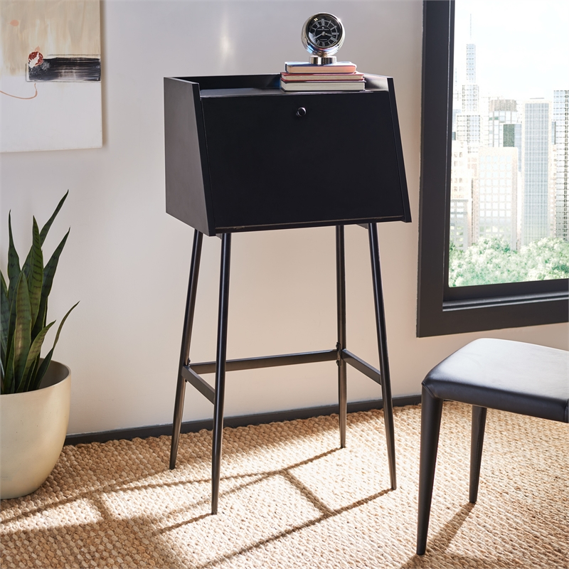 Safavieh Xander Modern Wood and Metal Secretary Desk in Black