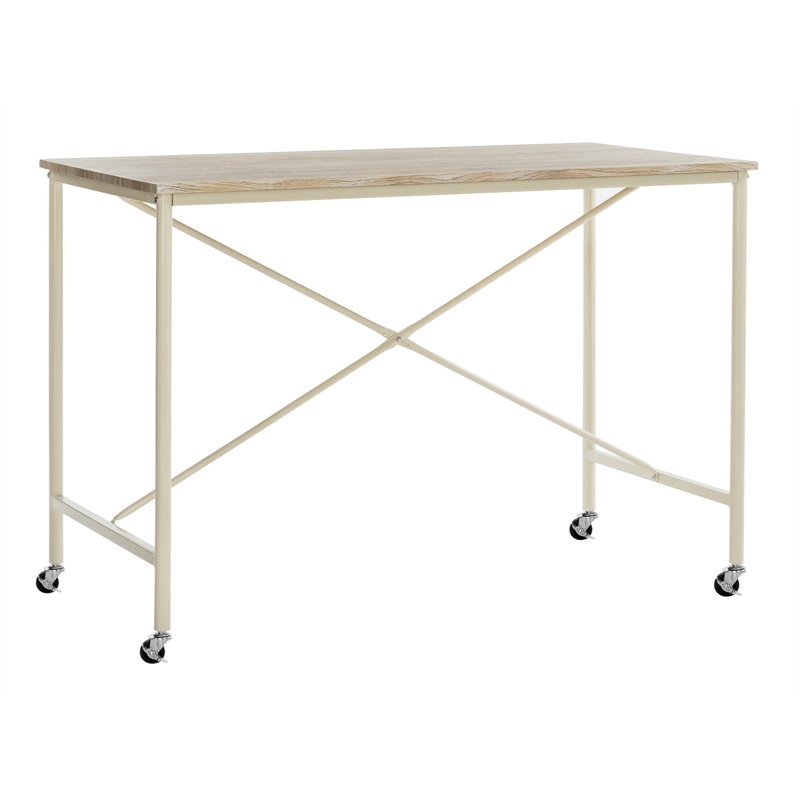 Safavieh Callie Rolling Wood and Metal Desk in Brown / Cream