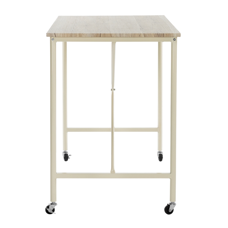 Safavieh Callie Rolling Wood and Metal Desk in Brown / Cream