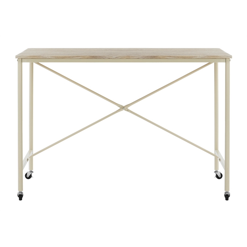 Safavieh Callie Rolling Wood and Metal Desk in Brown / Cream