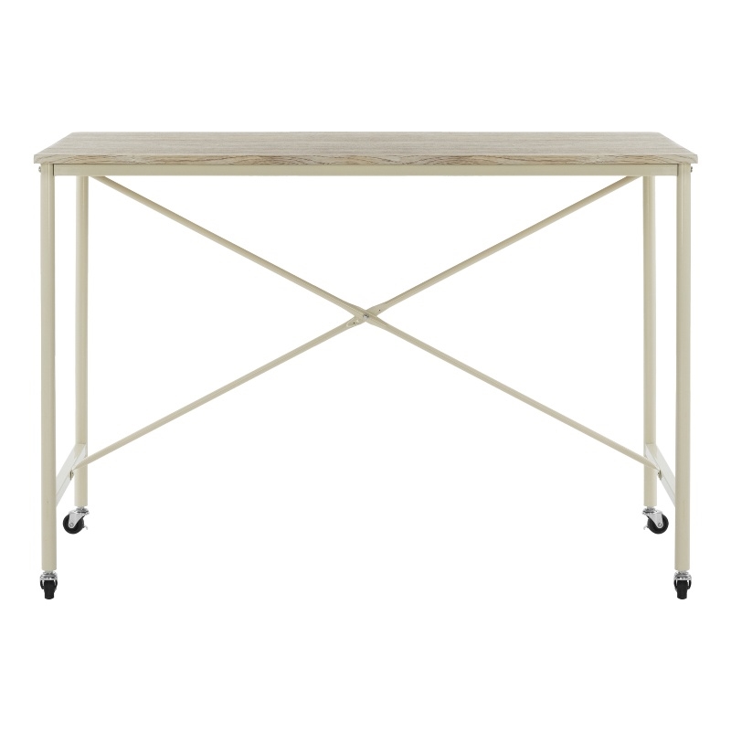 Safavieh Callie Rolling Wood and Metal Desk in Brown / Cream