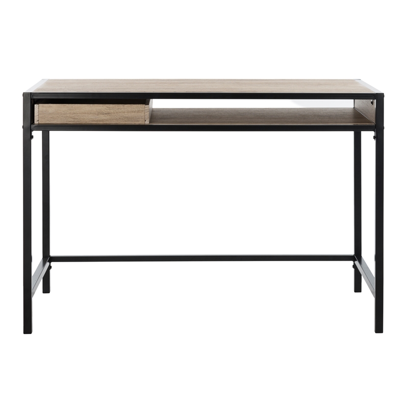 Safavieh Alan 1 Drawer 1 Shelf Wood and Metal Desk  in Brown / Black