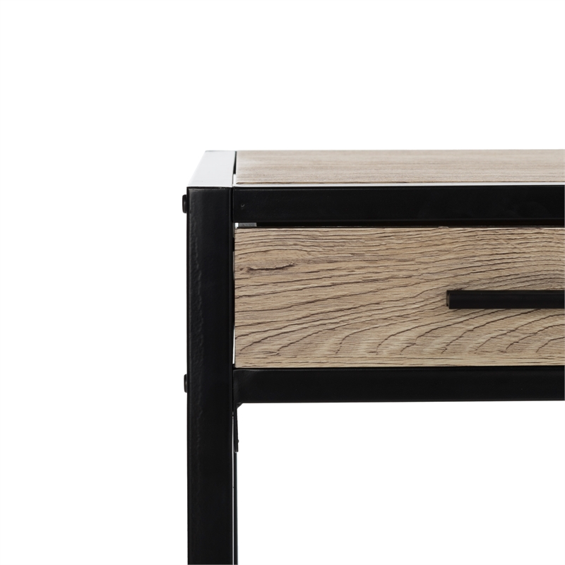 Safavieh Alan 1 Drawer 1 Shelf Wood and Metal Desk  in Brown / Black