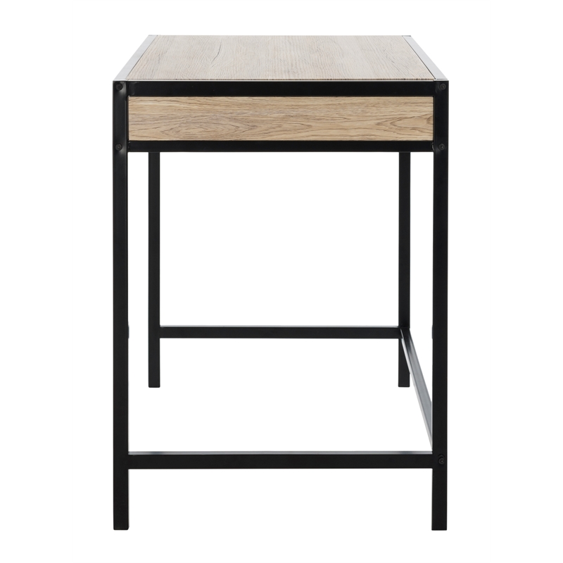 Safavieh Alan 1 Drawer 1 Shelf Wood and Metal Desk  in Brown / Black