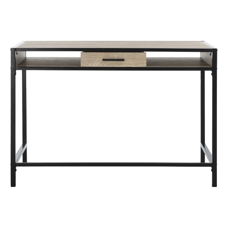 Safavieh Alan 1 Drawer 1 Shelf Wood and Metal Desk  in Brown / Black