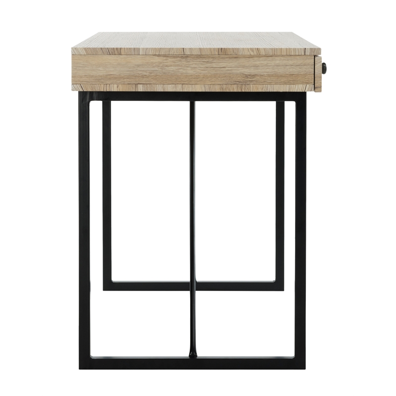 Safavieh Hilton 3 Drawer Wood and Metal Desk in Brown / Black