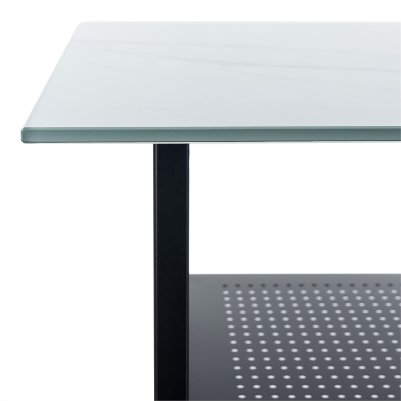 Safavieh Xyla 3 Shelf Glass Top and Metal Desk in White / Black