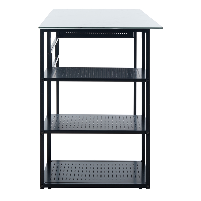 Safavieh Xyla 3 Shelf Glass Top and Metal Desk in White / Black