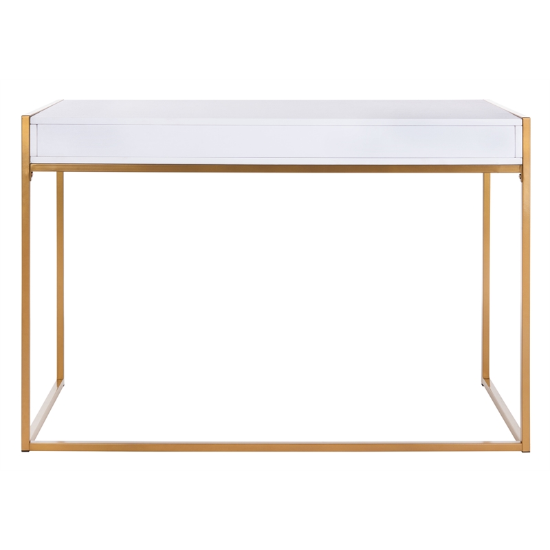 Safavieh Elodie 1 Drawer Wood and Metal Desk in White / Gold