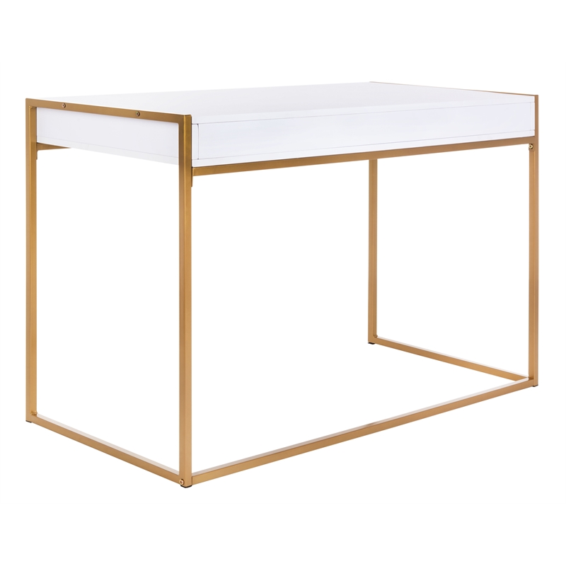 Safavieh Elodie 1 Drawer Wood and Metal Desk in White / Gold