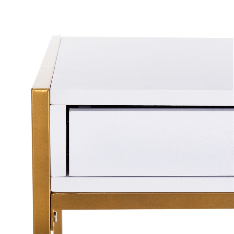 Safavieh Elodie 1 Drawer Wood and Metal Desk in White / Gold