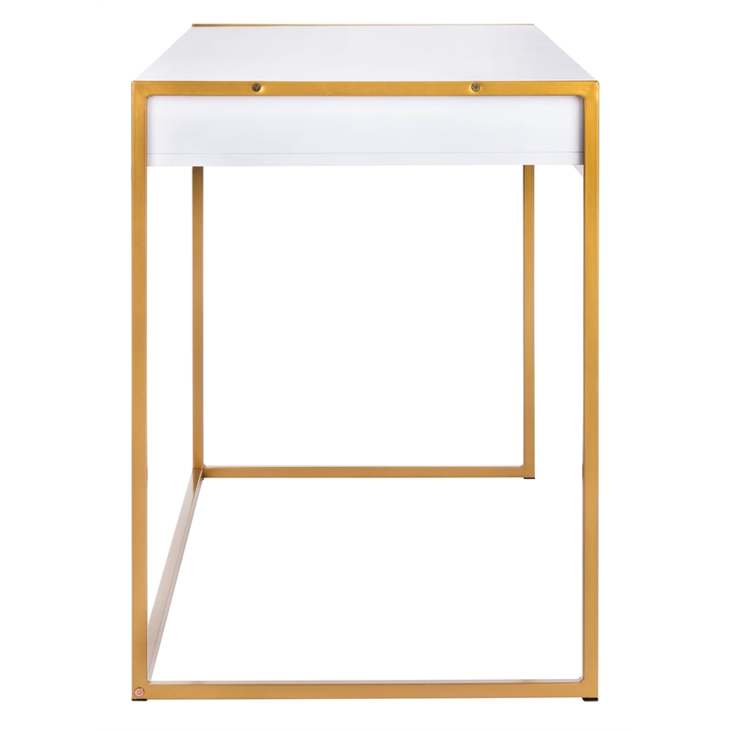 Safavieh Elodie 1 Drawer Wood and Metal Desk in White / Gold