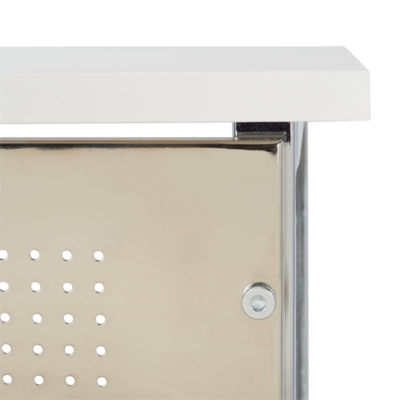 Safavieh Hayden 3 Shelf Wood and Metal Standing Desk in White / Chrome