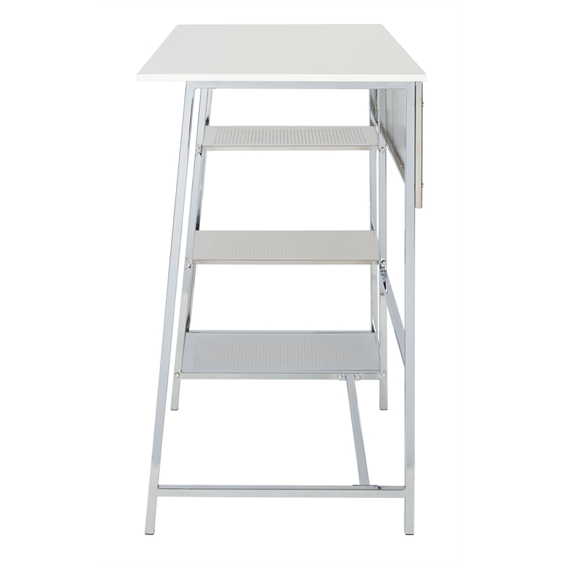 Safavieh Hayden 3 Shelf Wood and Metal Standing Desk in White / Chrome