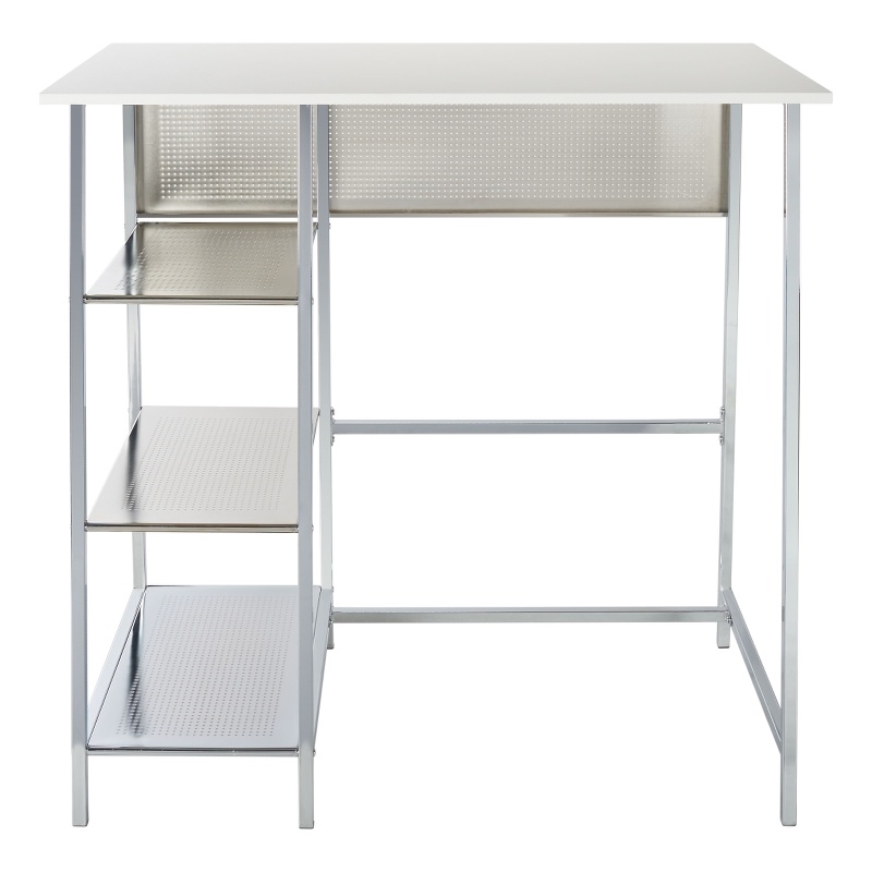 Safavieh Hayden 3 Shelf Wood and Metal Standing Desk in White / Chrome
