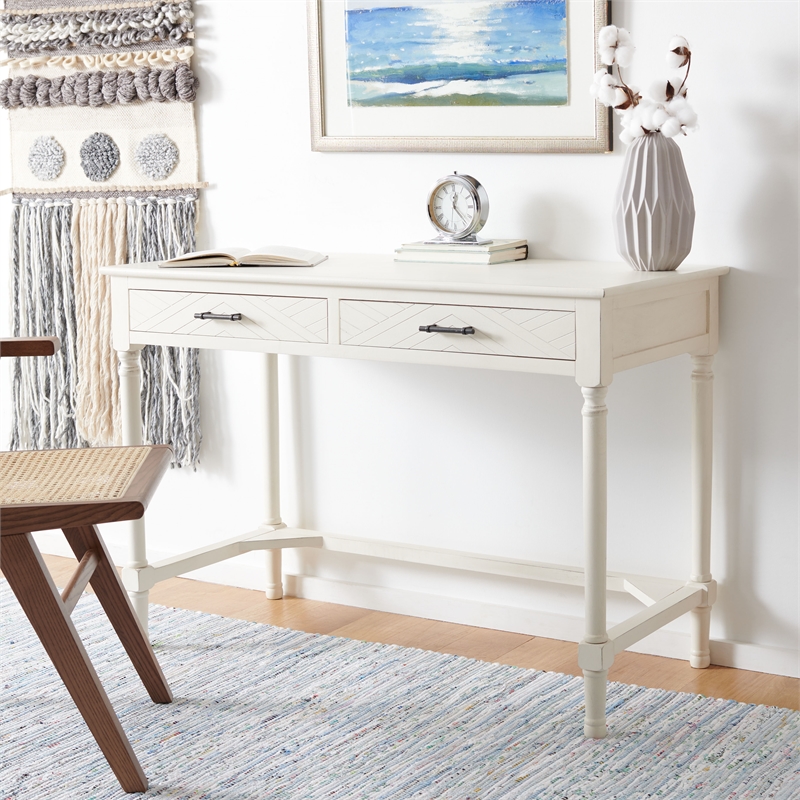 Safavieh Mckinlee 2 Drawer Wood Desk  in White