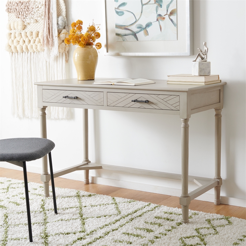 Safavieh Mckinlee 2 Drawer Wood Desk in Taupe