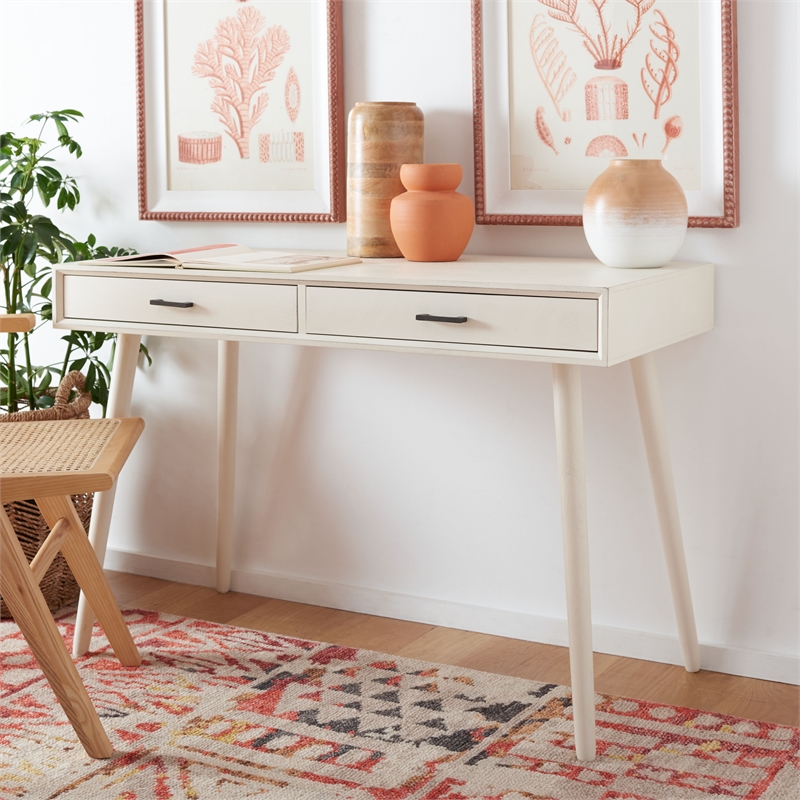 Safavieh O'Dwyer 2 Drawer Wood Desk in White