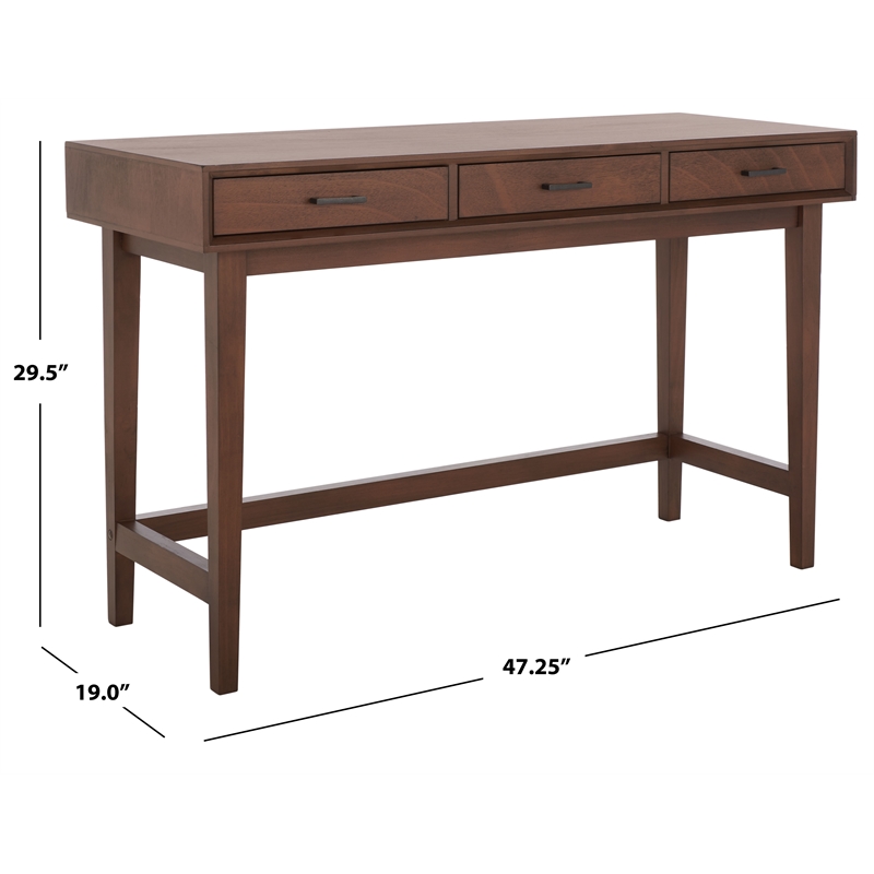 Safavieh Hawthorn 3 Drawer Wood Desk in Brown