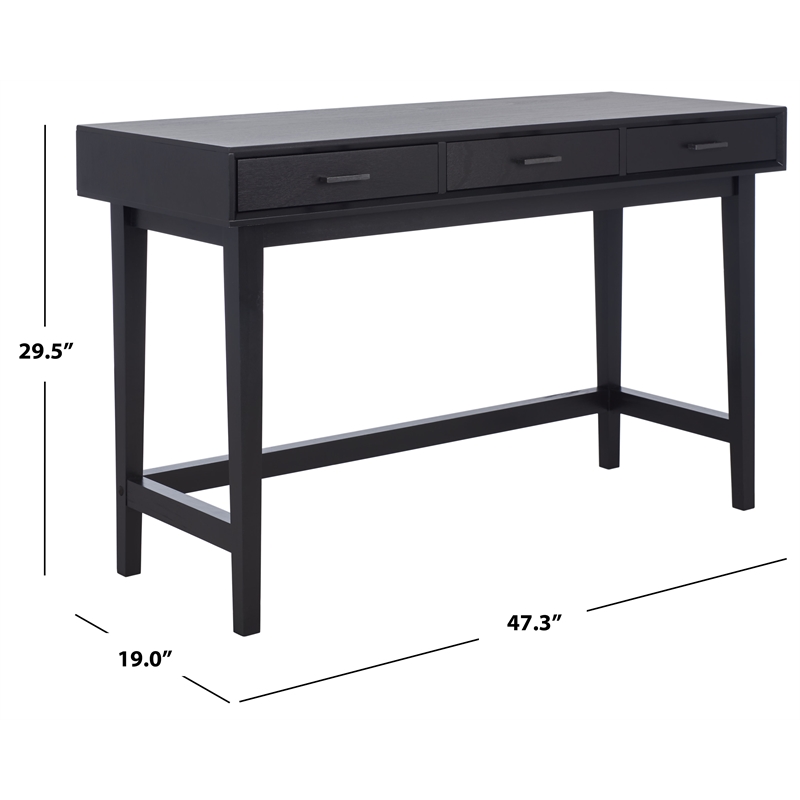 Safavieh Hawthorn 3 Drawer Wood Desk in Black