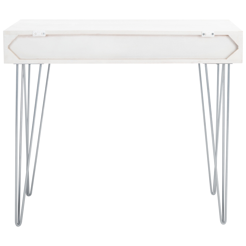 Safavieh Marigold Wood Desk  in White / Silver