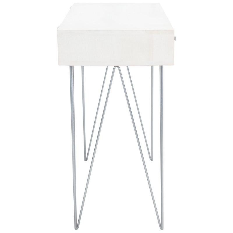 Safavieh Marigold Wood Desk  in White / Silver