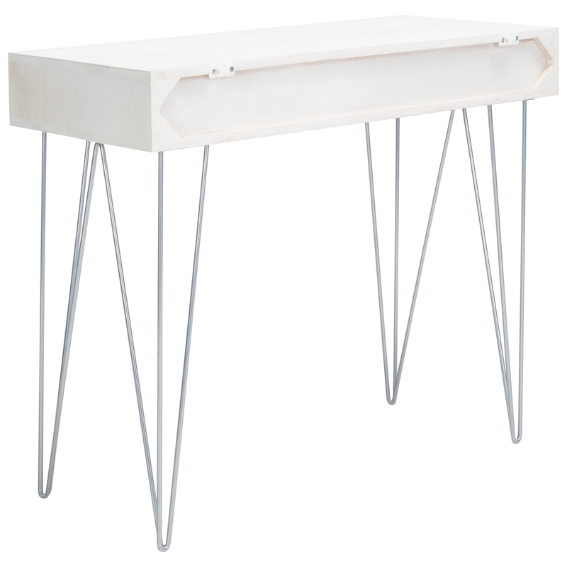 Safavieh Marigold Wood Desk  in White / Silver