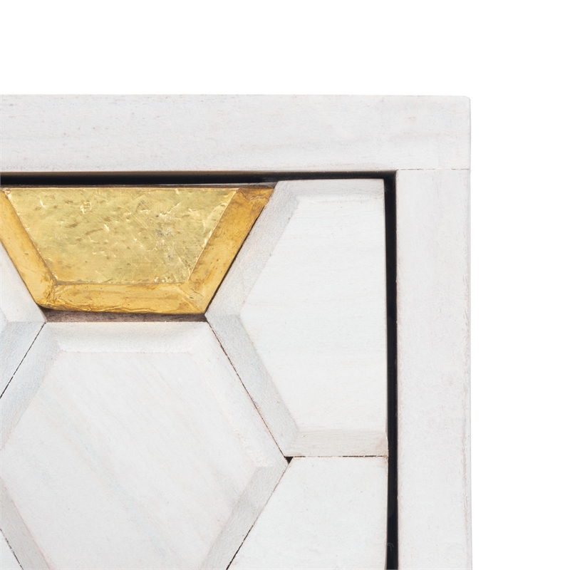 Safavieh Raveena Wood and Metal Desk in White  / Brass
