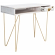 Safavieh Raveena Wood and Metal Desk in White  / Brass