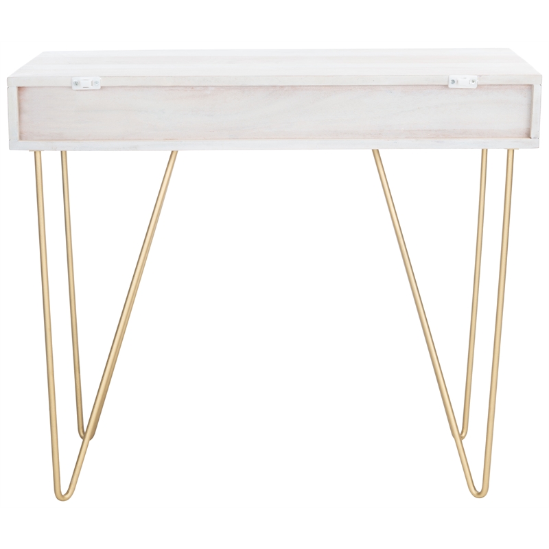 Safavieh Raveena Wood and Metal Desk in White  / Brass