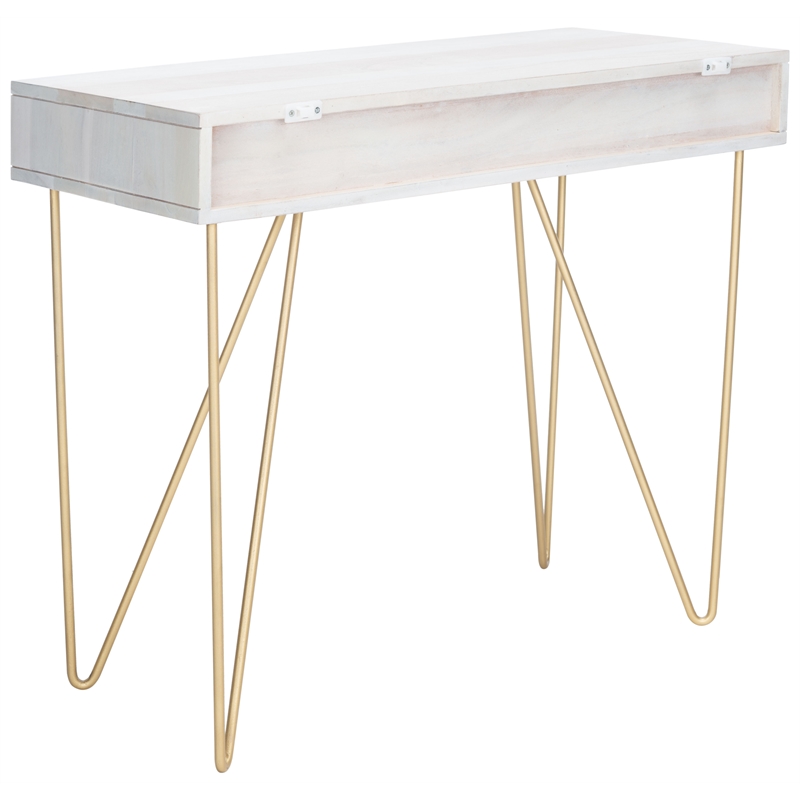 Safavieh Raveena Wood and Metal Desk in White  / Brass