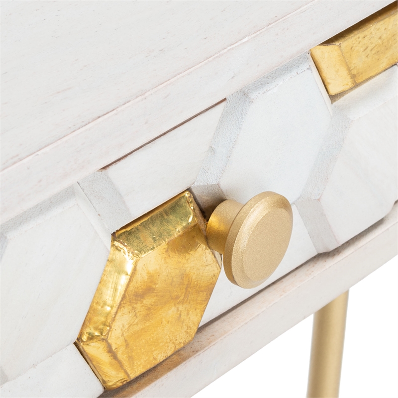 Safavieh Raveena Wood and Metal Desk in White  / Brass