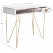 Safavieh Raveena Wood and Metal Desk in White  / Brass