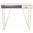 Safavieh Raveena Wood and Metal Desk in White  / Brass
