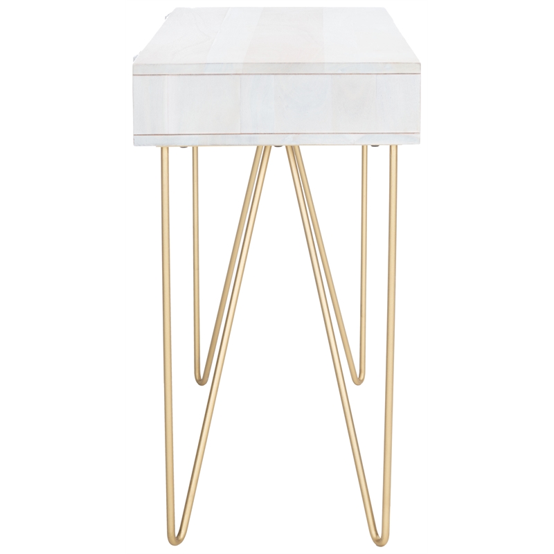 Safavieh Raveena Wood and Metal Desk in White  / Brass
