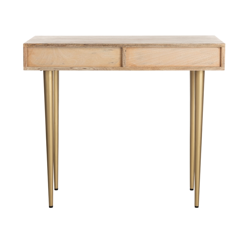 Safavieh Leni Wood Desk in Natural / Brass