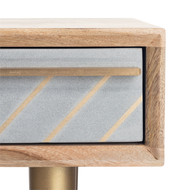 Safavieh Leni Wood Desk in Natural / Brass