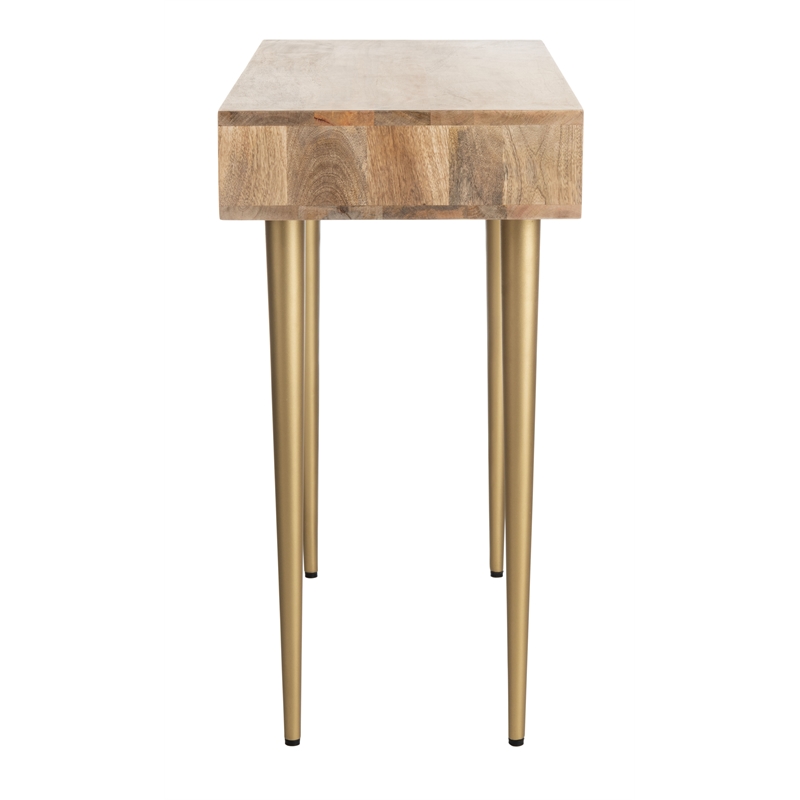 Safavieh Leni Wood Desk in Natural / Brass