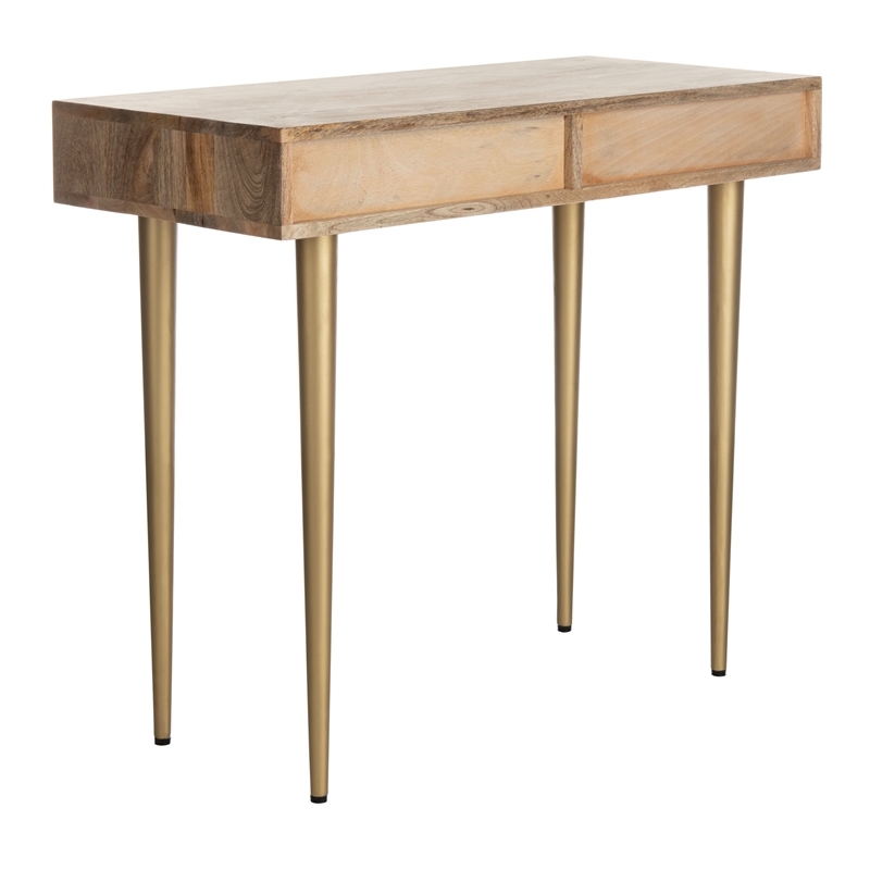 Safavieh Leni Wood Desk in Natural / Brass