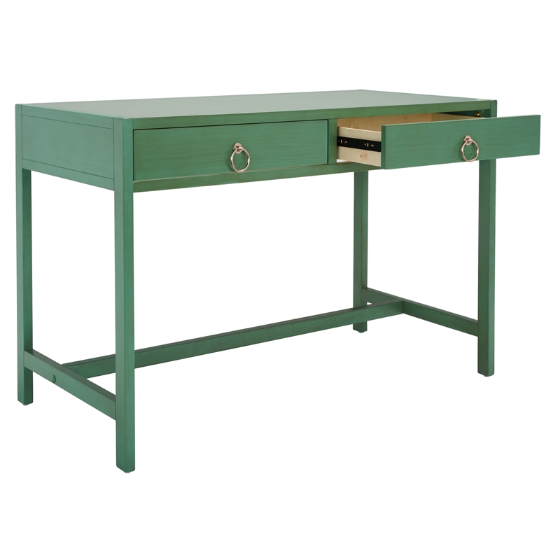 Safavieh Esther 2 Drawer Iron and Wood Desk  in Turquoise